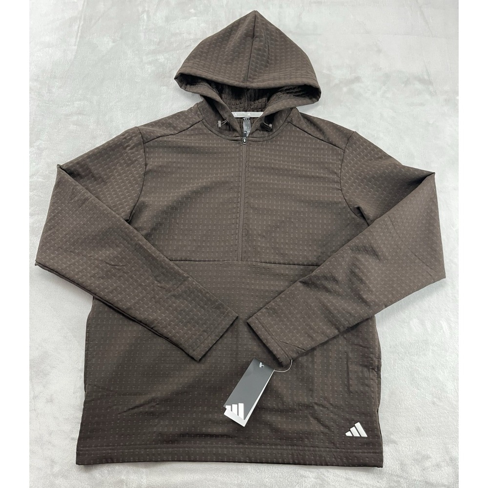 Adidas Woven Wind Hoodie Men Small Brown Quarter Zip Lightweight Pullover Sports